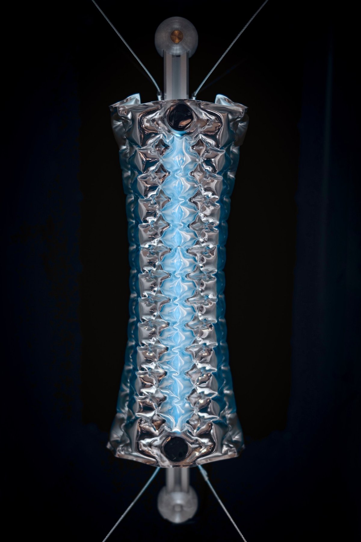 Silver Air Forming Lamp lit in blue