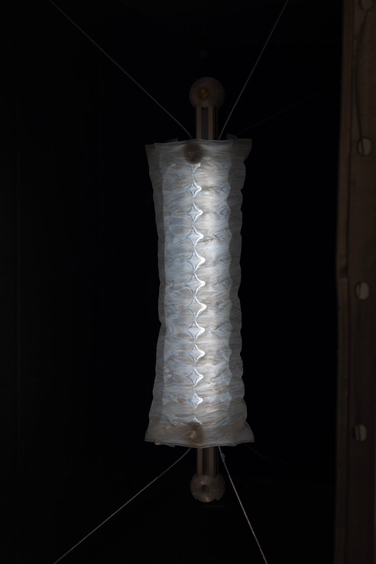 White Air Forming Lamp suspended on cables