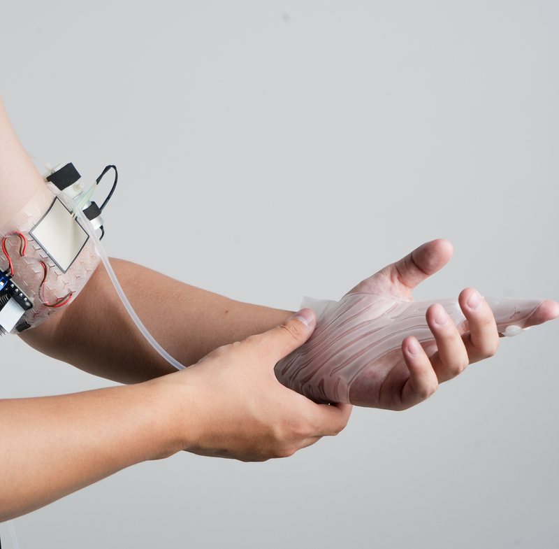 Skin Sketch – soft pneumatic wearable on a forearm